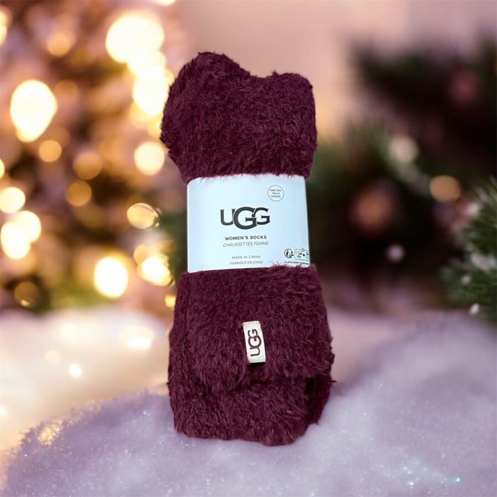 UGG Women's Plush Socks in Deep Burgundy